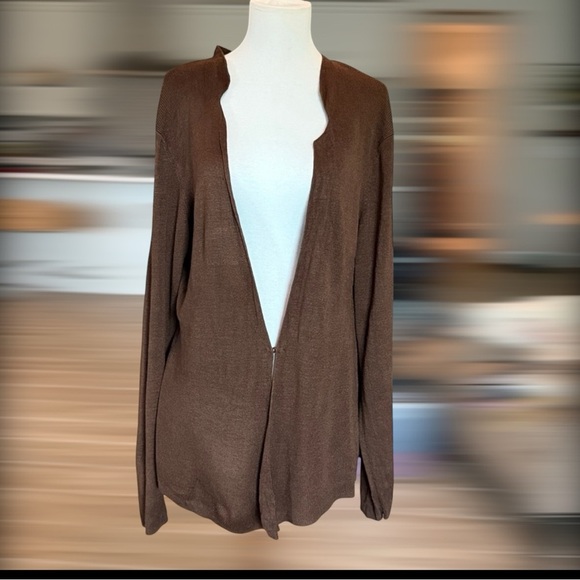 Alfani Chocolate 💯 % Silk Open Front Sweater - Picture 12 of 12
